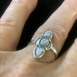 Elegant Silver and Blue Gemstone Ring Bogo